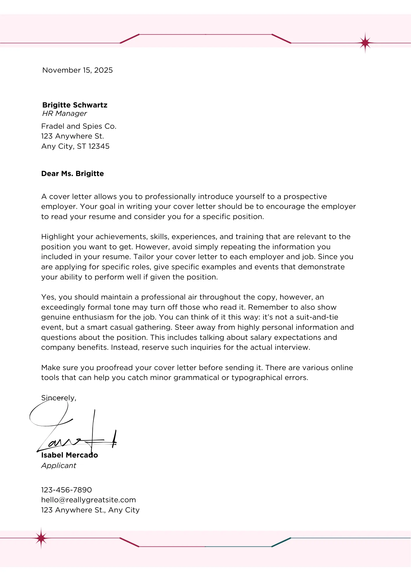 Professional Cover Letter Template - ATS-friendly design