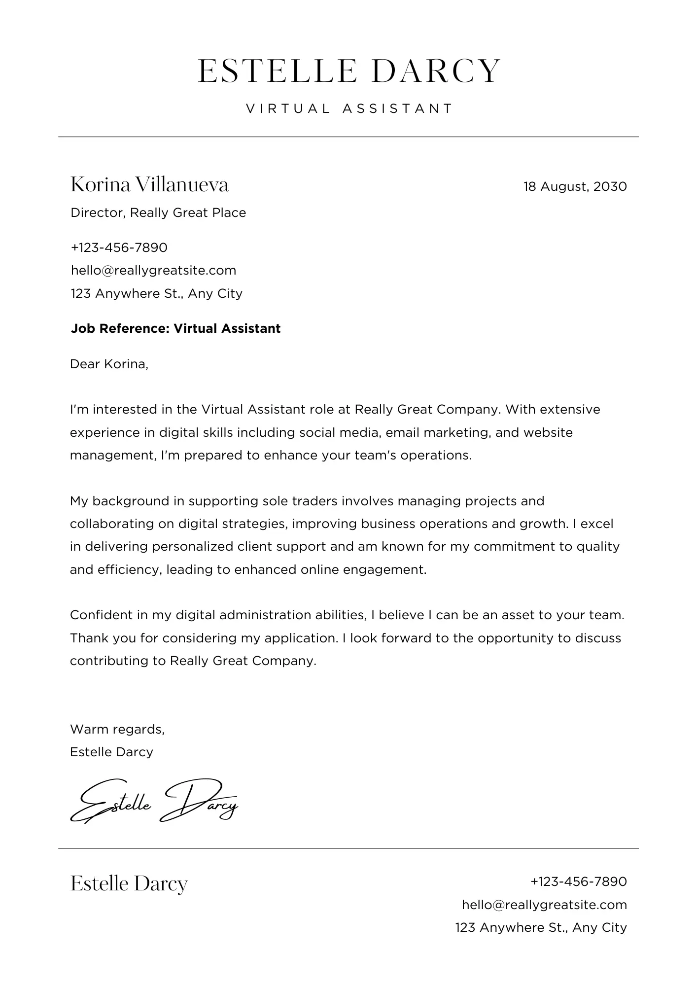 Creative Cover Letter Template - ATS-friendly design