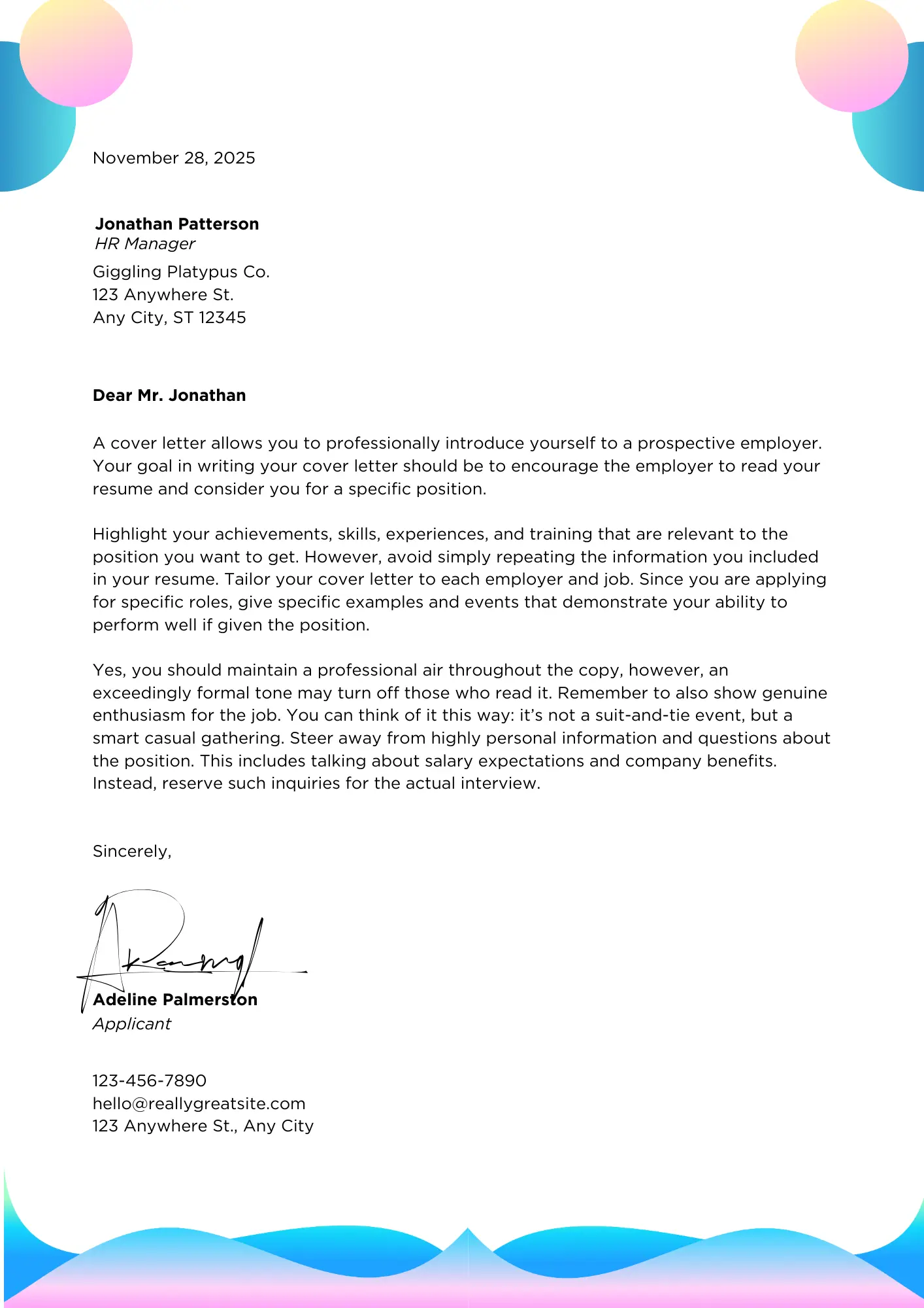 Executive Cover Letter Template - ATS-friendly design