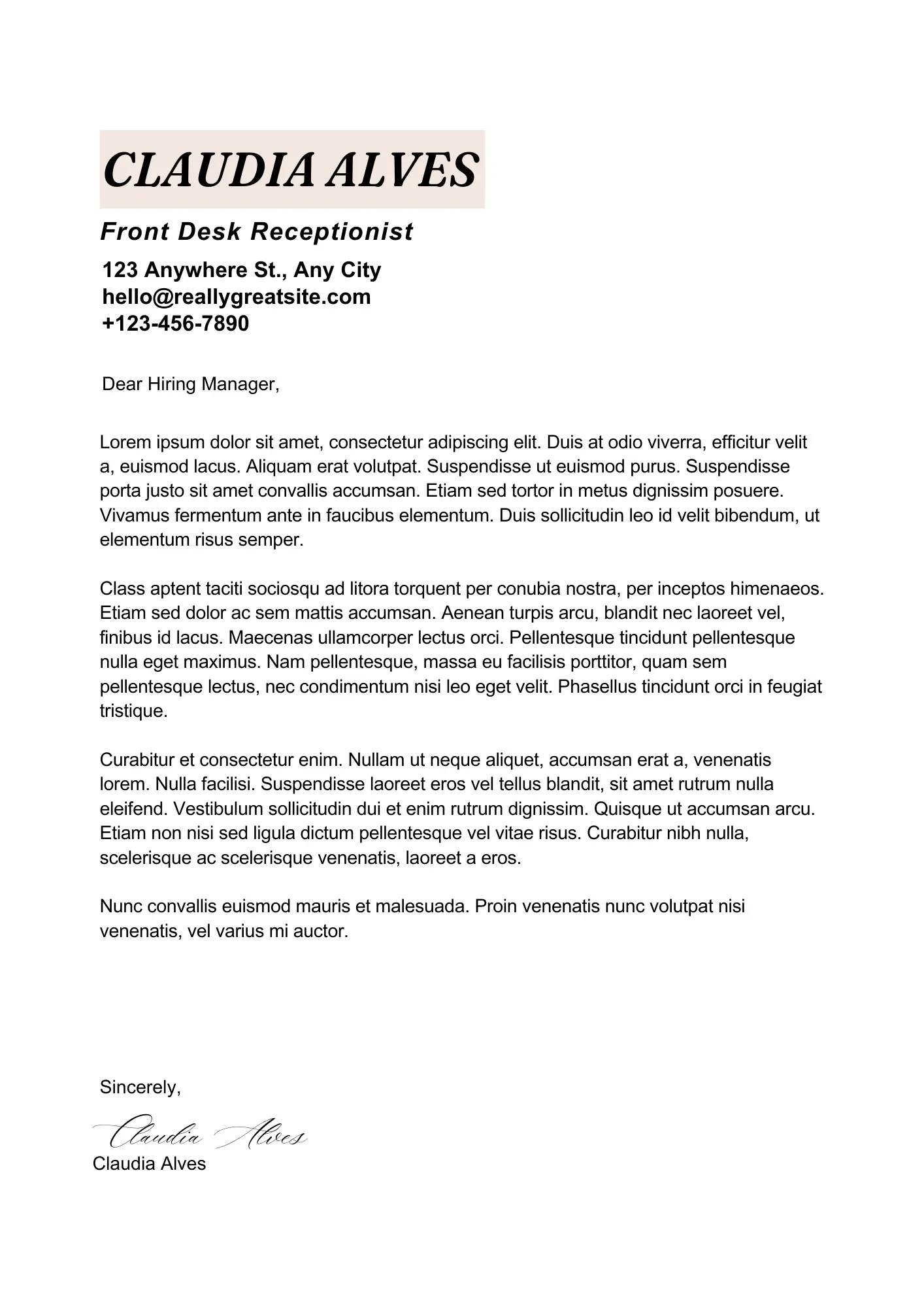 Executive Cover Letter Template - ATS-friendly design
